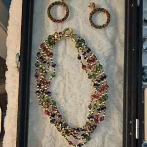 Vibrant Beaded Necklace and Earring Set